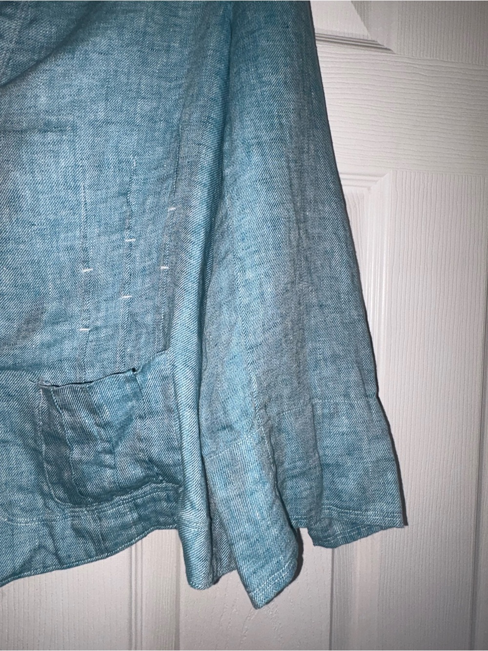 Jones New York Teal-Blue Linen Blend Three-Button Blazer - Picture 5 of 16